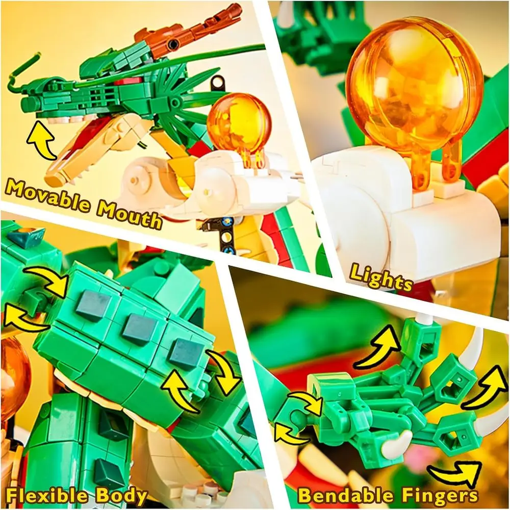 Adult Dinosaur Building Kit 70134: Illuminated Dragon Model with Display Stand - Perfect for Gifts