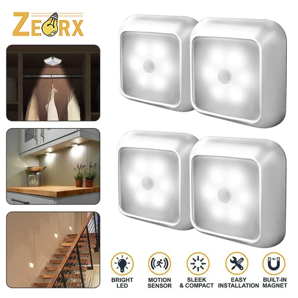 

LED Motion Sensor Lights, Cordless Battery Powered Cabinet Lamp with Magnetic Sticker for Bathroom Hallway Closet Badroom