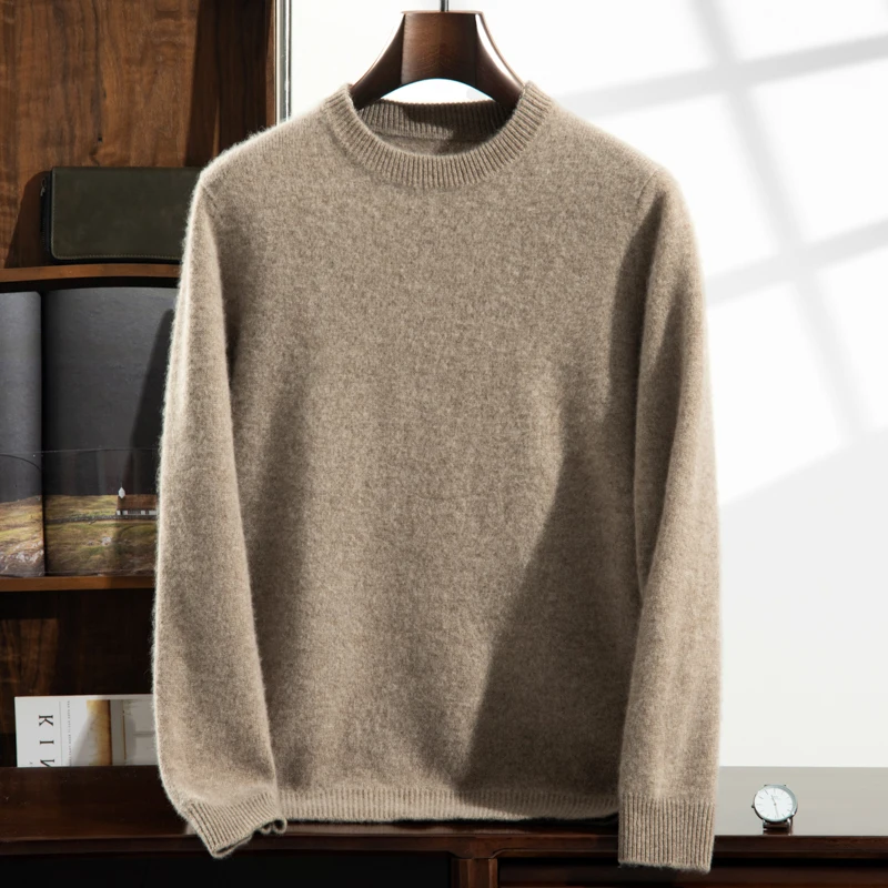 2024 New Autumn 100% Cashmere Sweaters O-Neck Knitted Pullover Winter Thickened Clothing Casual Tops High-end Men\'s Sweater