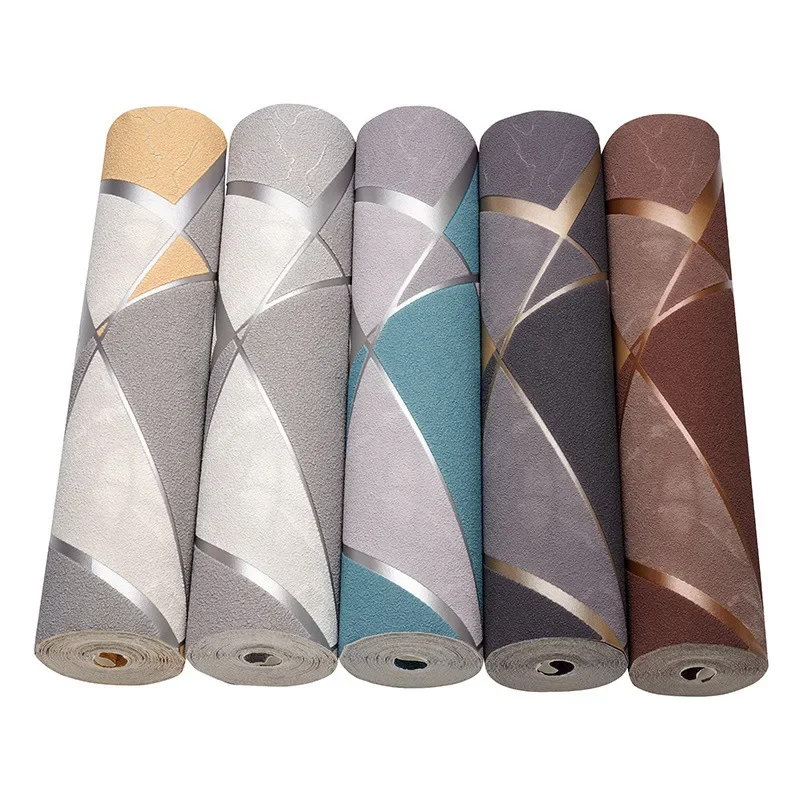 현대 3D 솔리드 기하학 벨벳 벽지 TV 배경 벽지 거실 장식 침실 장식