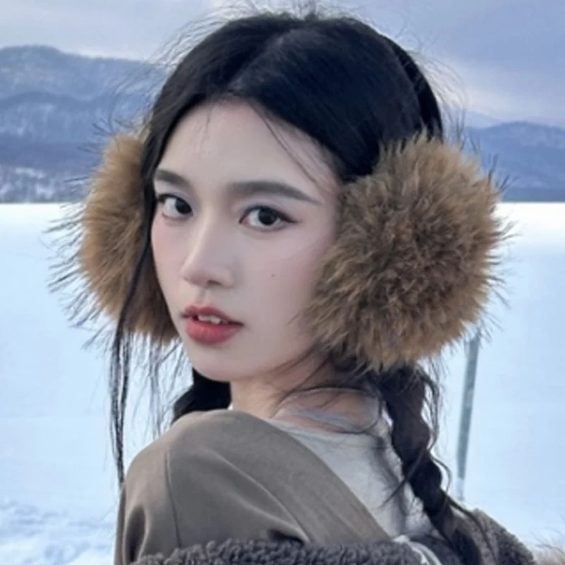 فرو المنك غطاء للأذنين النساء شتاء دافئ الأذن دفئا الأزياء الفاخرة في الهواء الطلق حماية الباردة الأذن يغطي الدافئة أفخم عقال سماعات الأذن