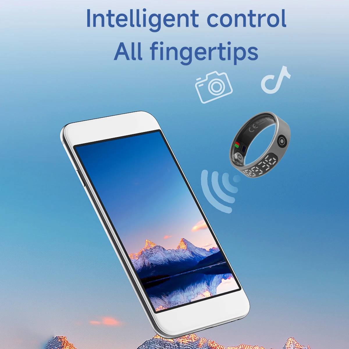New Smart Ring 2025 5ATM Waterproof Digital Display Gesture Control Blood Oxygen Monitoring Multi Sports Modes Smart Ring