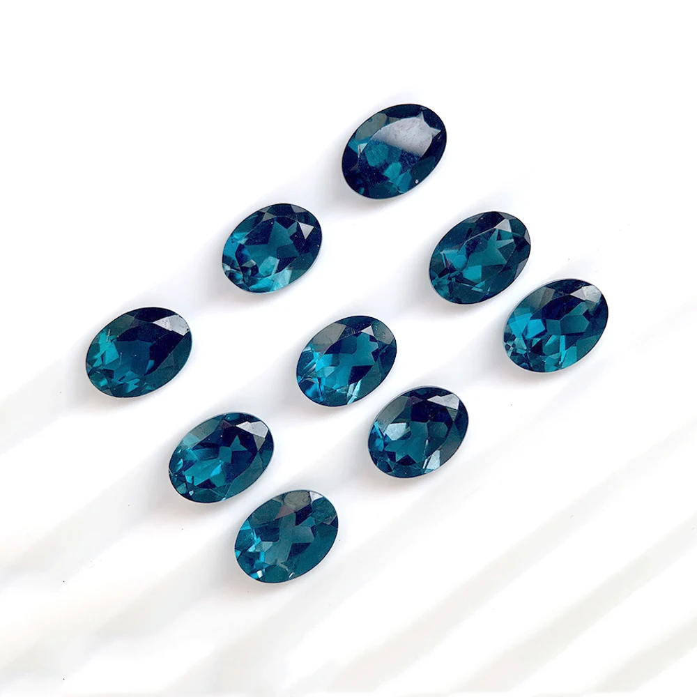 20st Facet Ovaal 3x4mm-3x5mm London Blue Topaz Halfedelsteen Natuursteen Eye Clean Losse Edelsteen Voor Sieraden Maken