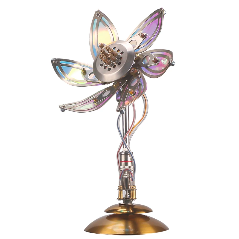 De oorsprong van mechanische bloemen, trendy speelgoedfiguren, metalen tafelornamenten voor huisdecoratie, meisjescadeaus, vlinderbasissen