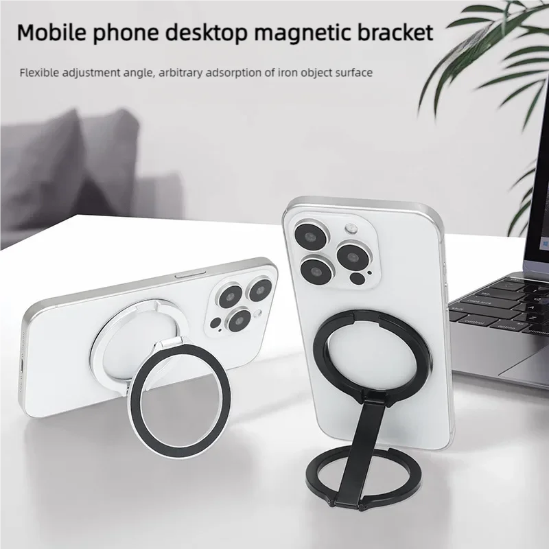 For MagSafe Double Sided Magnetic Phone Ring Holder for iPhone 15 14 Cellphones Stand Support Foldable Rotating Desktop Grip Tok