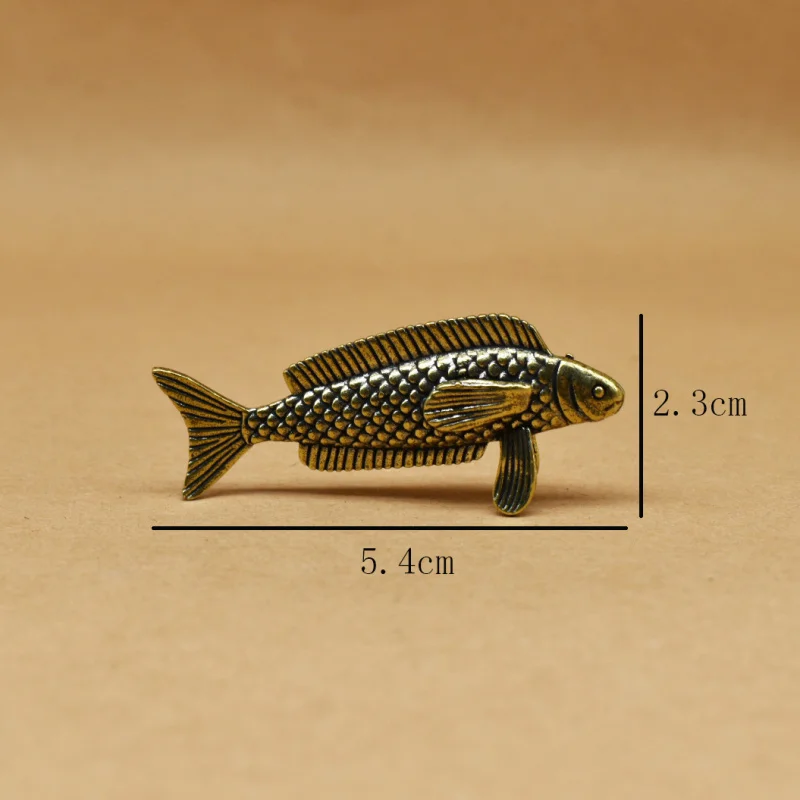 Brass Ocean Tilapia Gold Dragon Fish Small Statue Home Decoration Tea Pet Copperware Instant Win Craft
