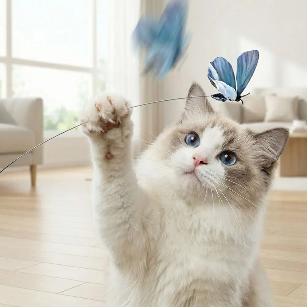 

Ручной электрический дистанционный пульт Cat 360 с длинной ручкой ° Вращающаяся стальная проволочная игрушка-бабочка на присоске для самостоятельных игр и интерактивных занятий