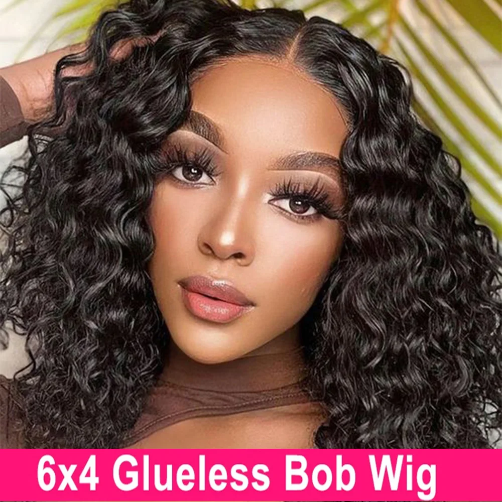 

Wear Go HD Glueless Wig Bone Deep Wave 6x4 HD Lace Frontal Wig Human Hair Preplucked 6x4 Bob Transparent Lace Front Closure Wig