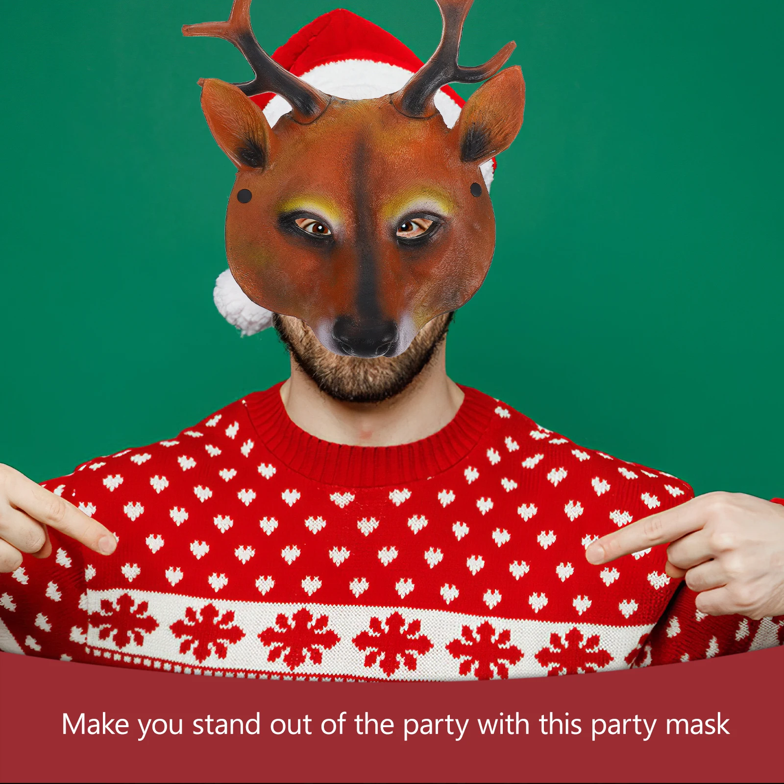 

Costume Prop Mask Halloween Reindeer Cosplay Full Face Party Furry Animal Masquerade Dress Up Game Night Event Accessory Wear