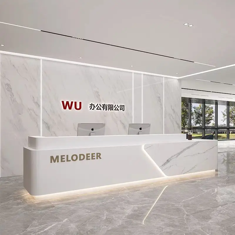 تصميم التخزين مكتب الاستقبال مكتب الاستقبال عيادة مكاتب الاستقبال التجارية الطويلة صالون تجميل أثاث الاستقبال Mostrador