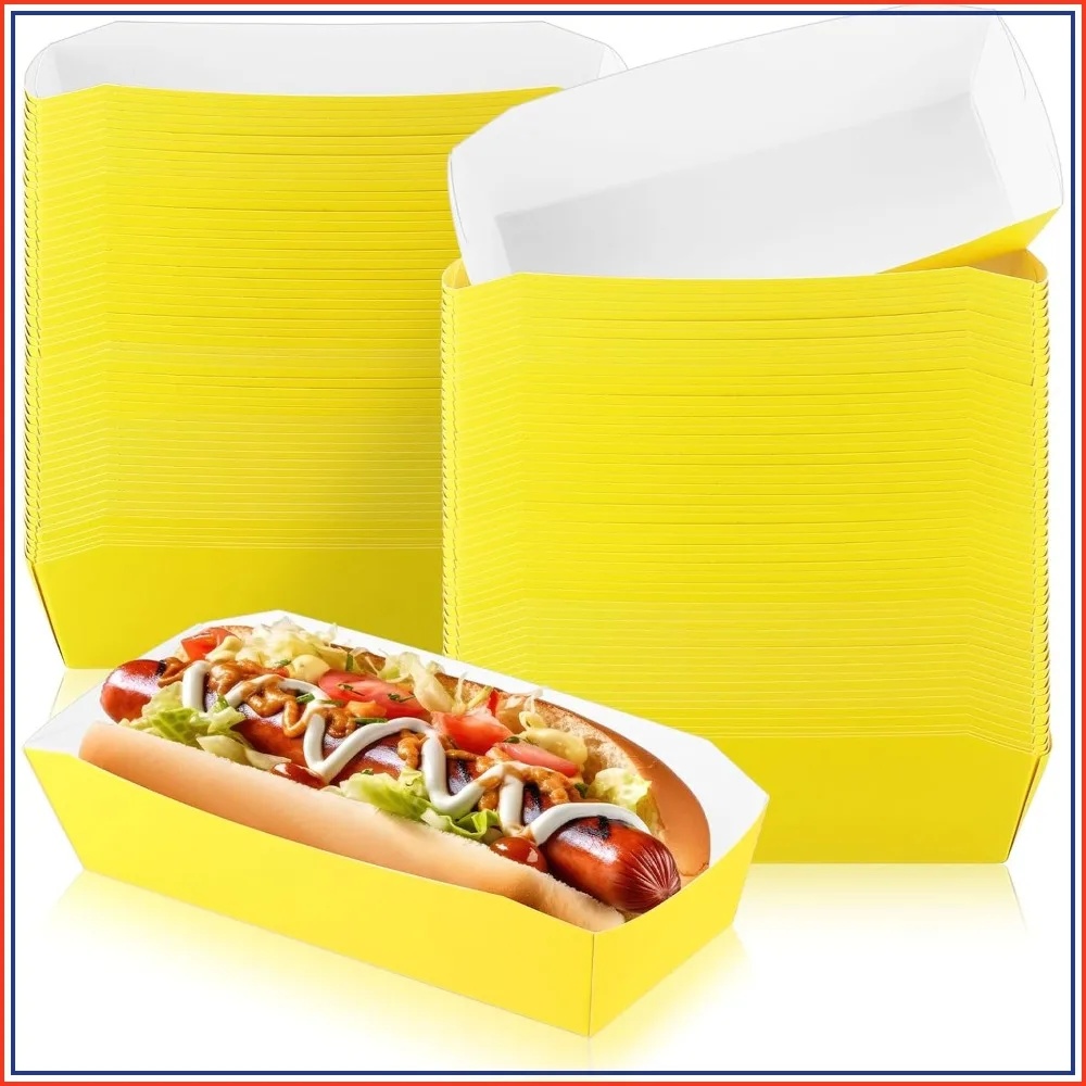 100 Pack 7" Disposable Paper Hot Dog Trays - Perfect for Parties, Carnivals, and Cookouts — купить у AliExpress WW