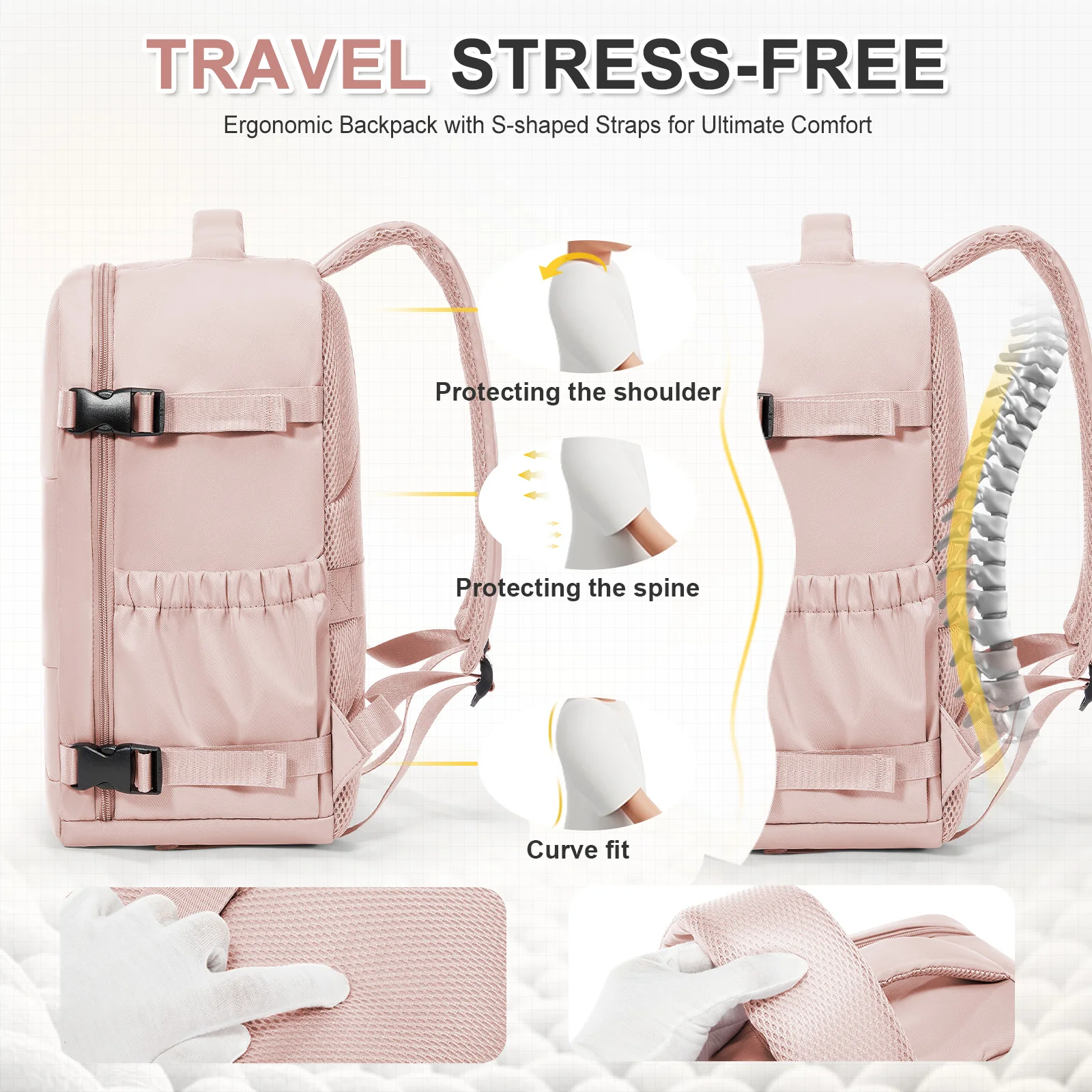 حقيبة ظهر Ryanair 40x30x20 للسفر لمسافات قصيرة حقيبة سفر للأعمال Wiz Air Cabin Bag 15.6 بوصة حقيبة كمبيوتر محمول، حقيبة ظهر للأزواج الترفيهية