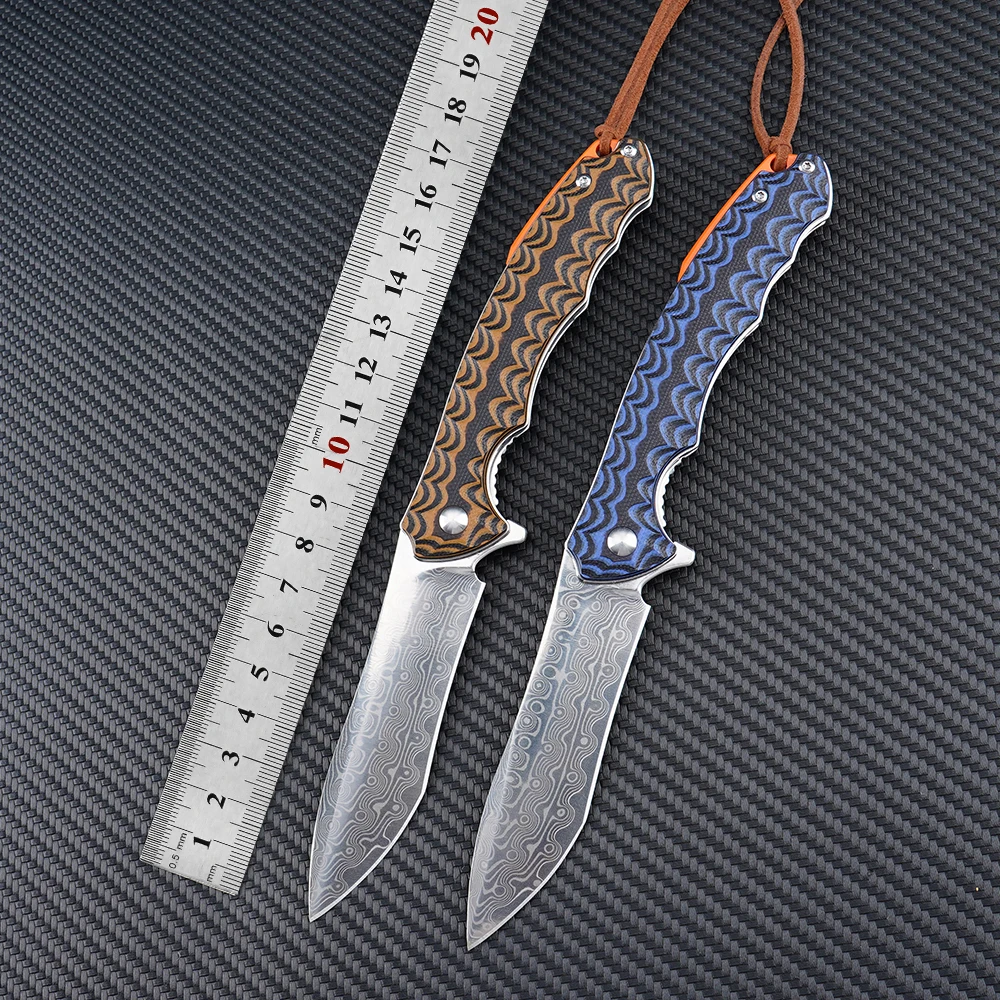 New Two-color G10 Folding Knives VG-10 Steel Core Damascus Pocket Knife Hunting Survival Knife Ball Bearing Utility Tool
