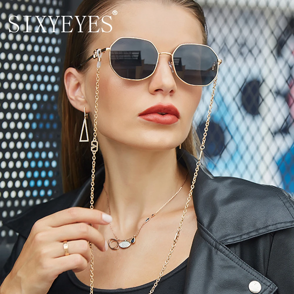 

Punk Sun Glasses Brand Designer 2022 Trendy Metal Sunglasses with Chain Lanyard Square Sun Glasses for Women Men Chic Eyewear