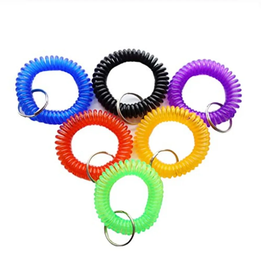 

Pack of 6 Colorful Spring Spiral Wrist Coil Key Chain Wristband Key Ring