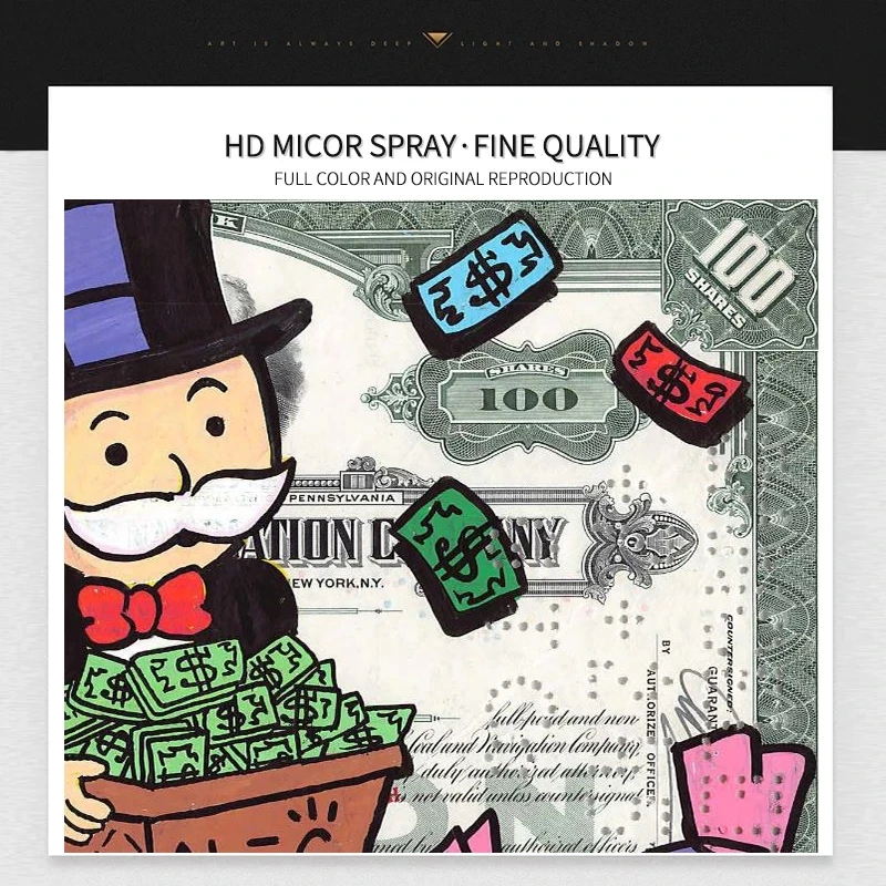 أليك احتكار رجل غني المال الفن قماش اللوحة الدولار النقدية المشارك وطباعة جدار صورة فنية لغرفة المعيشة ديكور المنزل #4