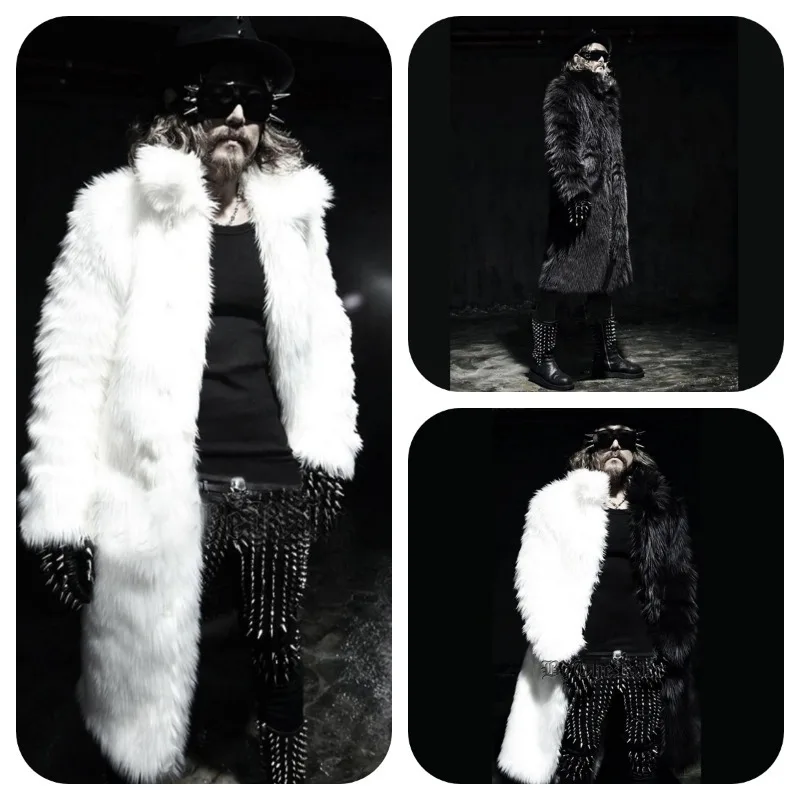 Men's Fashion Trend Personalized Imitation Fur Long Fur Coat