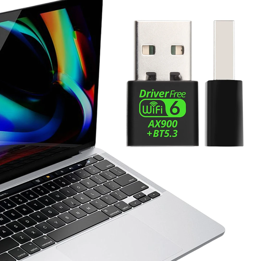 USB WiFi 6 محول 5.3 متوافق مع بلوتوث 2in1 دونغل 900Mbps ثنائي النطاق 2.4/5.8 جيجا هرتز شبكة WiFi جهاز استقبال Wlan اللاسلكي