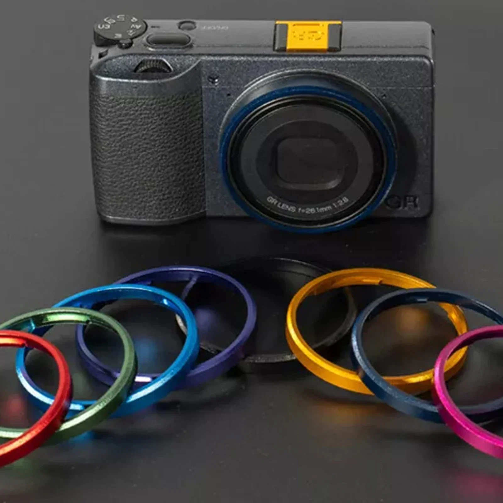 Aluminum lens adapter ring Metal hot shoe protective cover Colorful decorative ring protective cap for Ricoh GR2