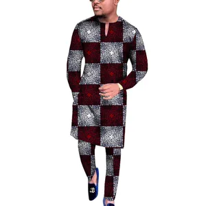 Nigerianische Modehemden mit V -Neckline von Männern mit Eindruck afrikanische Hosen wachsen Männer -Kleidungsstücke Definiert traditionelle Hochzeitsfeier Kleidung 8 Hauptverkäufe Nigeria Shirt - №7