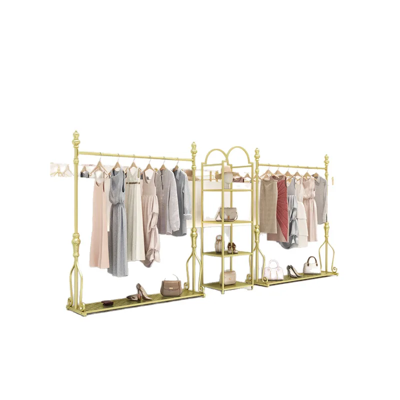 

Light luxury wrought iron clothing display rack women's clothing store hanger