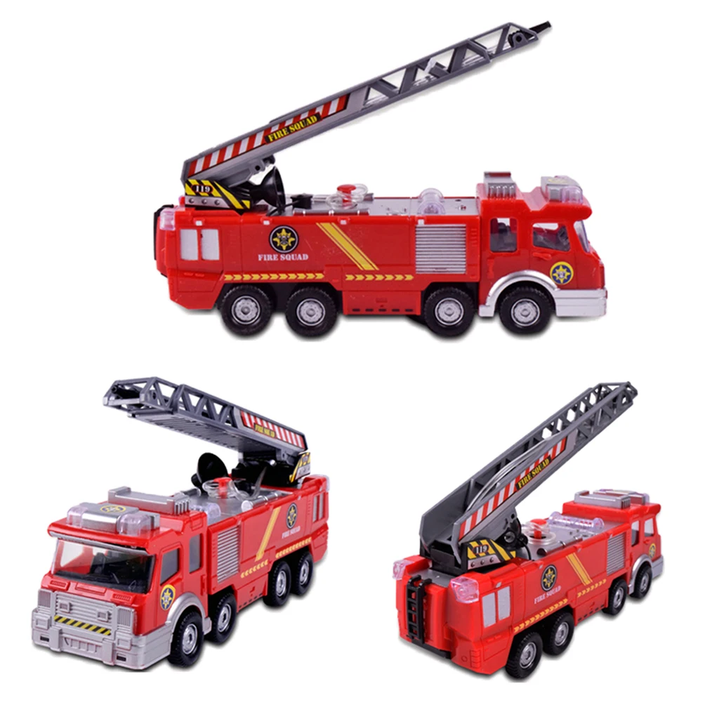 

Toy Truck Water Squirting Rescue Vehicle with Lights and Siren Bump Operated Plastic Fire Truck Toy for Children
