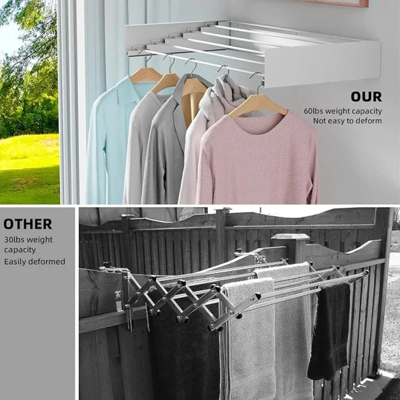 Invisible Retractable Clothes Rack Bathroom Bathroom Towel Rack Bathroom Towel Rack Balcony Folding Wall Mounted Drying Racks