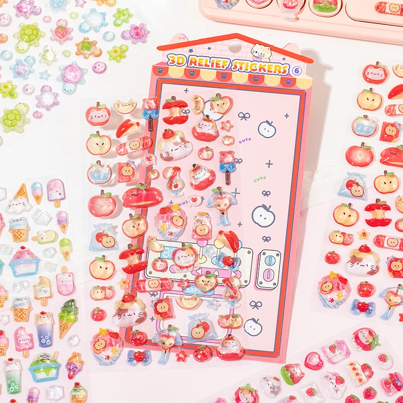 3D-geprägte Aufkleber für DIY-Scrapbooking, Journaling, handgefertigte Bastelarbeiten – niedliche dekorative Aufkleber (1 Packung)