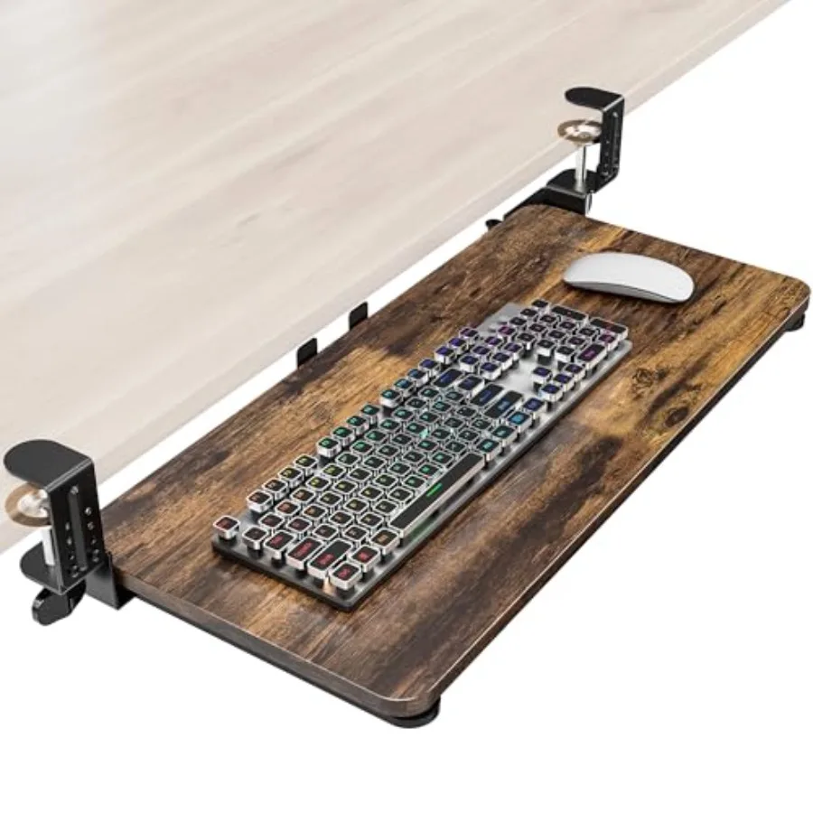 Ergonomic Keyboard Tray Under Desk, Pull Out with Adjustable C-clamp, 25.6 31.5 Including Clamps x 11.8 Inch Slide Out Computer