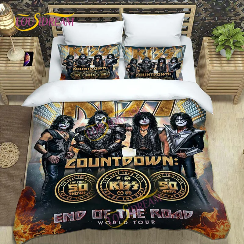 3D Printed Heavy Metal Kiss Band Music Bedding Set customizable quilt set Comfortable sheet/double bed Full size fan gift