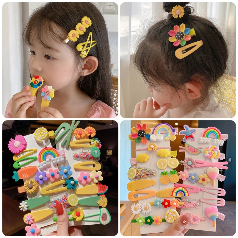 Personalized hair clip cute bb clip girl broken hair bangs side clip rainbow girl headwear clip hair clip set