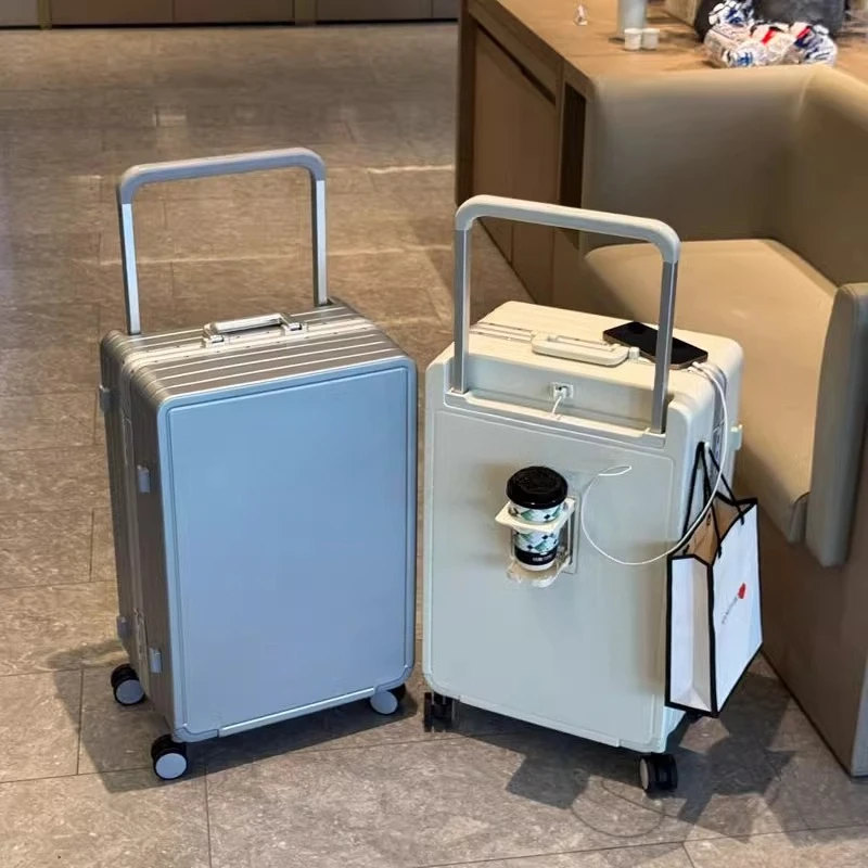 

suitcase Aluminum frame trolley case Leather case Multifunctional universal wheel New suitcase Password box Men and women