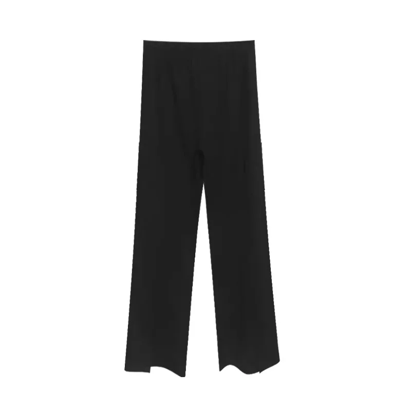 Pantalones de cintura alta para adelgazar, pantalón fino de talla grande de 200 libras mm, estilo veraniego con abertura y micro cuerno, 3045