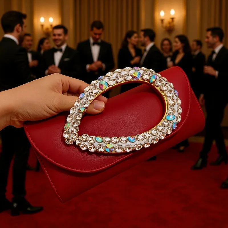 

2025 Luxury Fashion High-end Party Women Studded Color Diamond Evening Clutch Bag Brand Glitter Crystal Handle Purse And Handbag