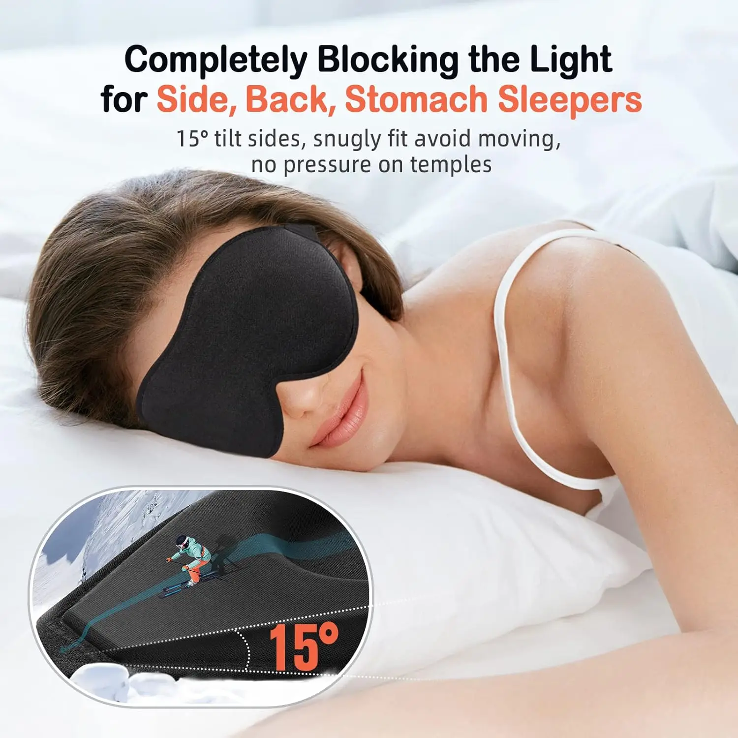 Sleep Mask for Side Sleeper Women Men, Eye Mask for Sleeping Light Blocking, 3D Contoured Cup Sleeping Mask, Soft Breathable Sle - view 2
