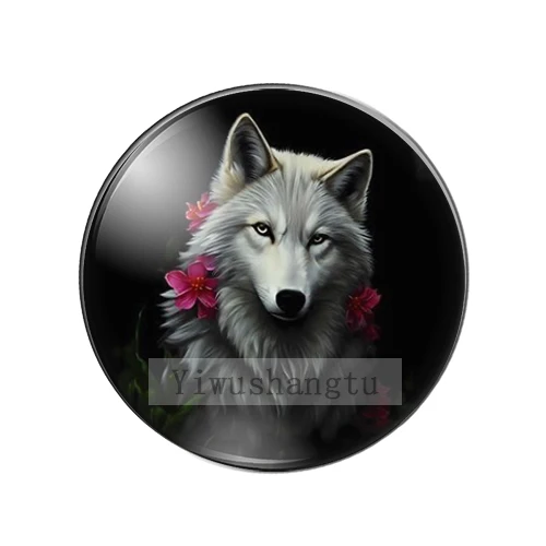 Colorful roses Cartoon wolves Patterns 12mm/18mm/20mm/25mm Round photo glass cabochon demo flat back Making findings