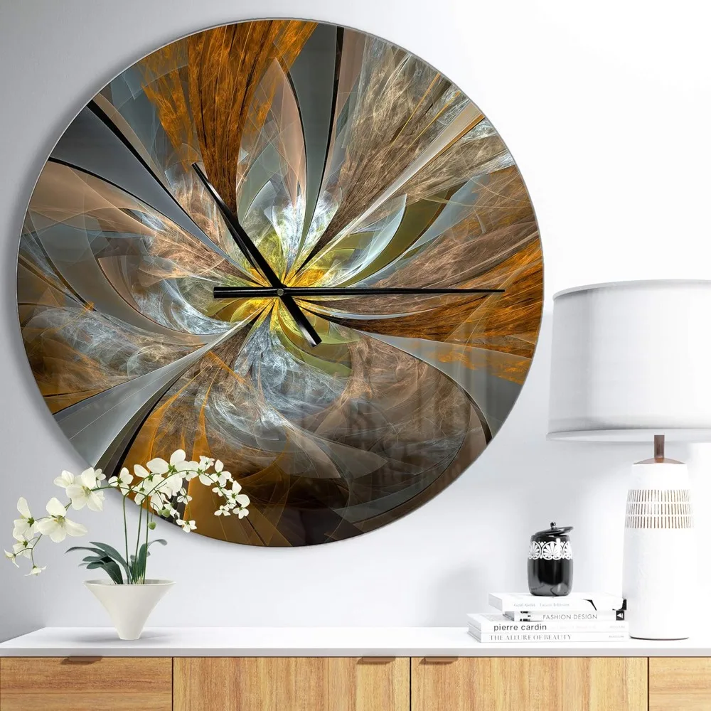 Fractal Flowers' Modern Wall Clock for Family Bedroom Bathroom Office Living Room Decoration, 7254, 29x29 (Clock-TOP 20.)