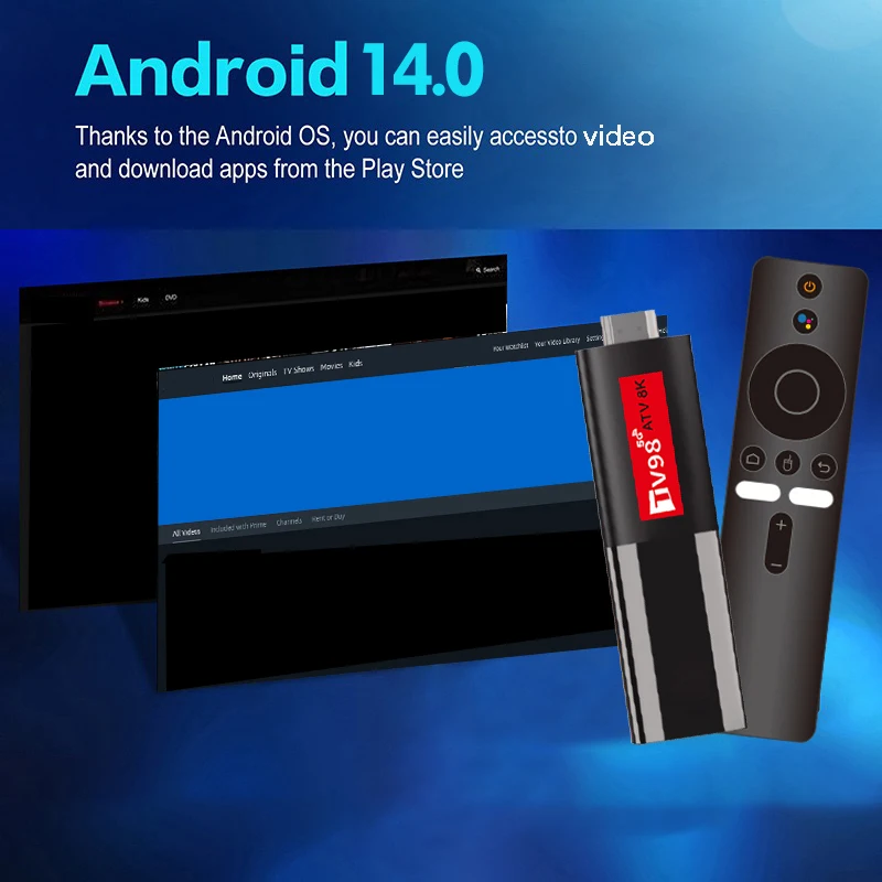 Mini TV Stick avec télécommande vocale, TV Box intelligente, Android 14, Allwinner H618, Façades, Core Cortex A53, Support 8K, 4K, Wifi, 6 BT, 5.0, TV98, RL, 8K