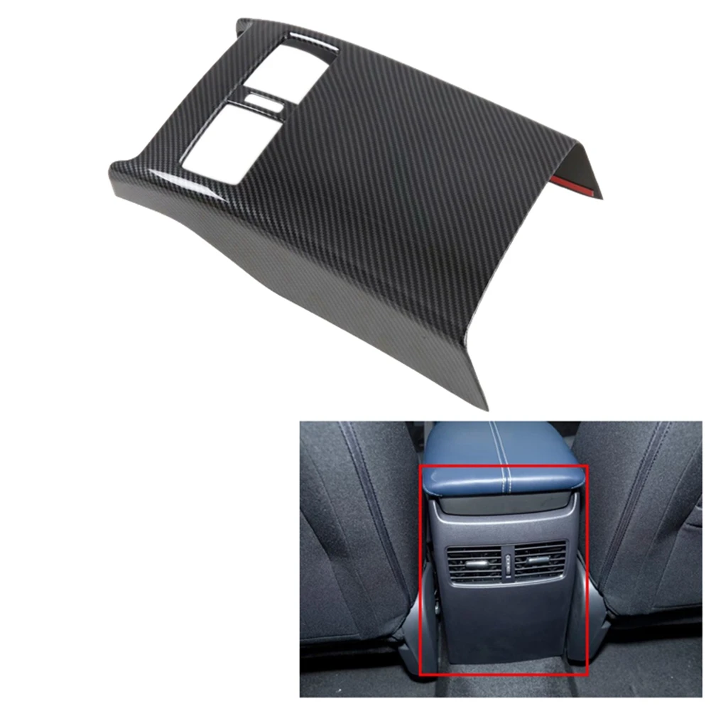 Car Carbon Fiber Rear Air Condition Vent Outlet Frame Anti-Kick Panel Cover Trim for Mazda CX-30 CX30 2020 2021 2022