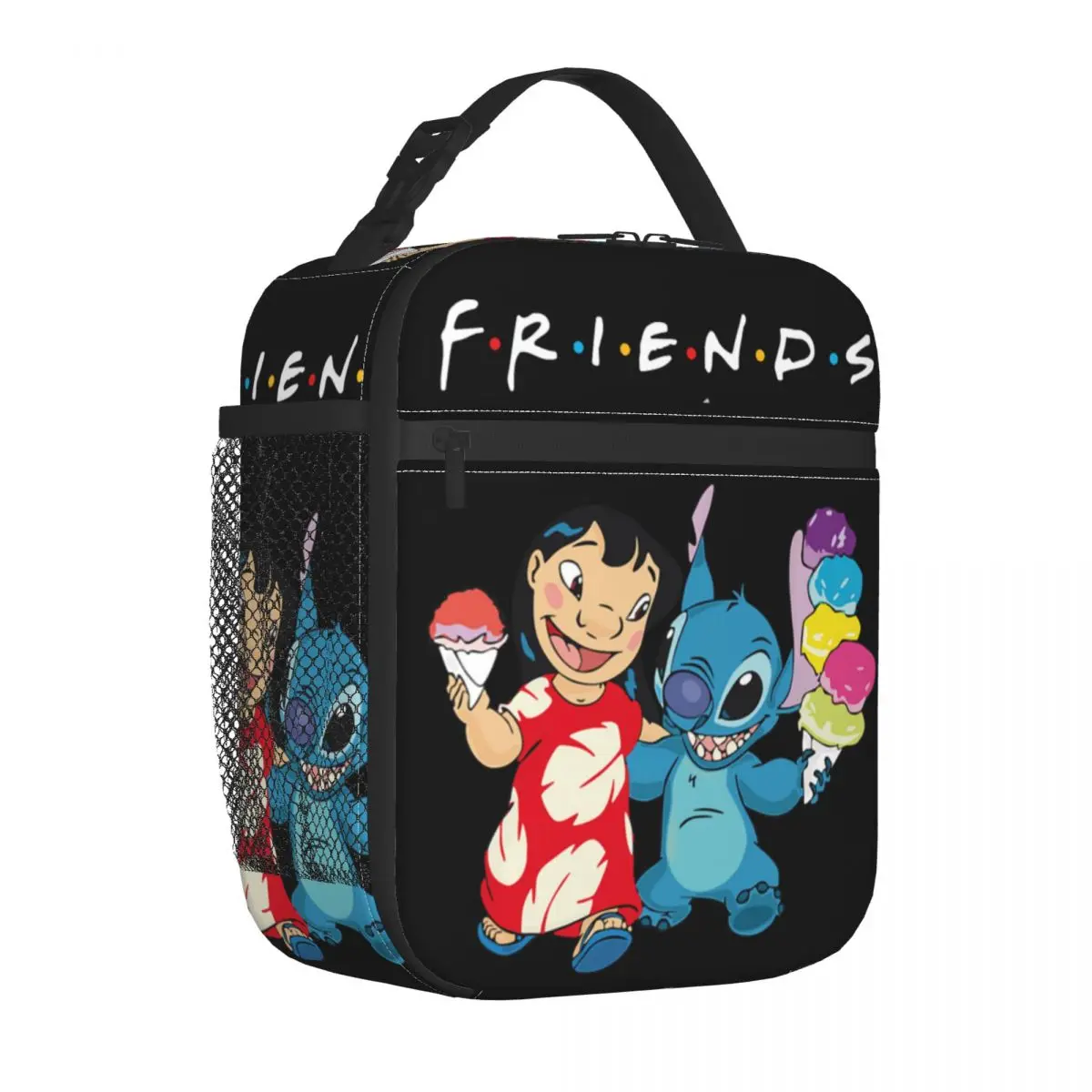 Custom Stitch Lilo Friends Anime Lunch Bag Cooler Warm Insulated Lunch Box for Women Kids School Food Portable Tote Bags