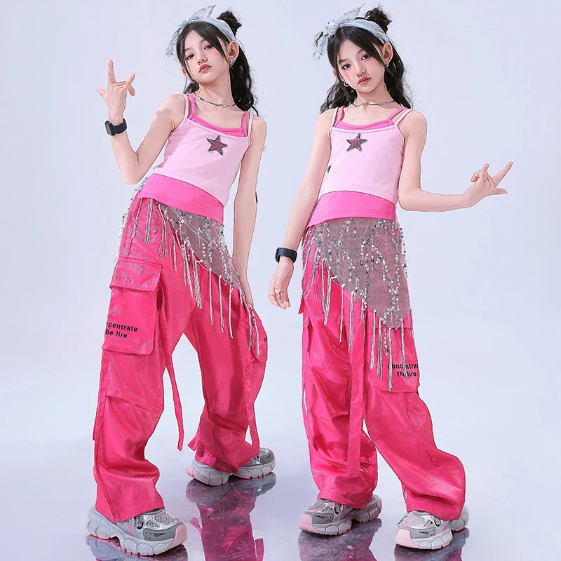 

New Girls Group Jazz Dance Costume Cheerleading Performance Kpop Outfit Kids Hip Hop Clothing Children'S Stage Wear XS9740