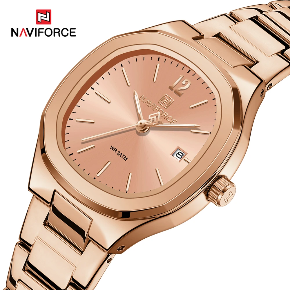 NAVIFORCE Luxury Square Watch for Woman Waterproof Luminous Ladies Watch TPU Strap Quartz Women's Watches Female Reloj