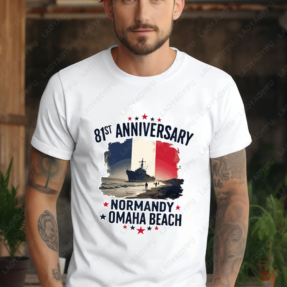 

D-Day 81th Anniversary Commemorative Shirt USA UK Canada France T-Shirt D-Day Anniversary Gift Normandy 1944-2025 Cotton Shirts