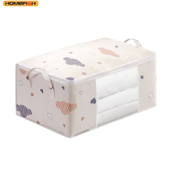HOMEFISH Large Capacity Foldable Clothes Storage Bag with Reinforced Handle Sturdy Zipper for Blankets Bedding - Organizer Bag