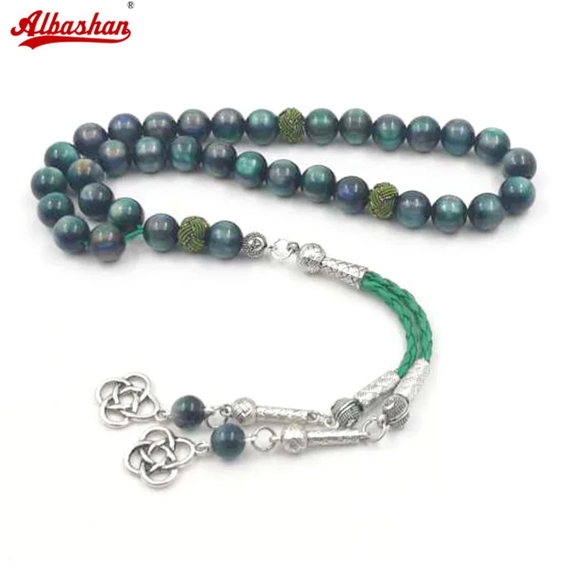 الراتنج الأخضر تسبيح مسلم سبحة صلاة مصباح العربية موضة سوار هدية اكسسوارات الإسلامية التركية مجوهرات الموضة