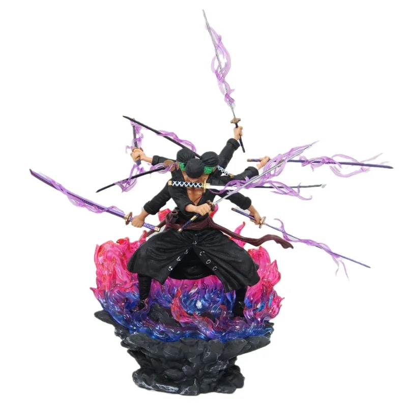 41cm ein Stück Zorro Anime Charaktere drei Köpfe, sechs Arme, neun Schwerter fließen Shuroro Noah Zorro PVC Sammlung Modell Spielzeug Geschenke