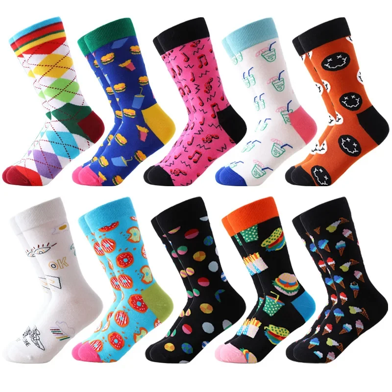 Original male and female animal flower striped food cartoon fun fashion socks Happy Harajuku casual autumn and winter socks