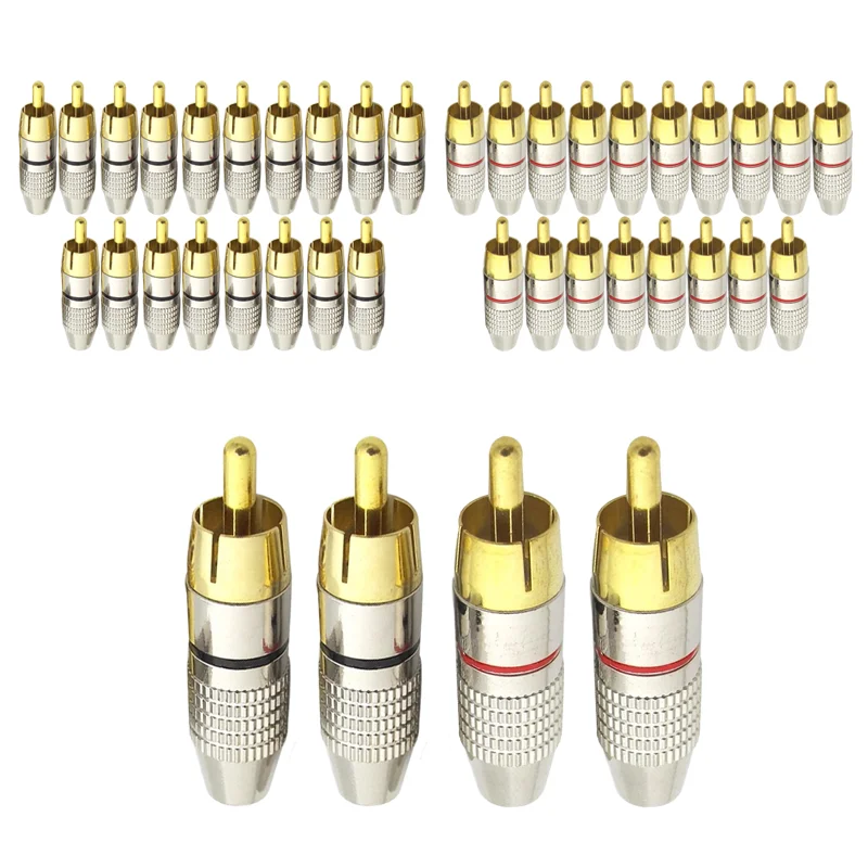 

5/20/100PCS RCA Male Connector Non Solder plug high quantity Adapter for Audio Cable Plug CCTV camera Video Solder-Free