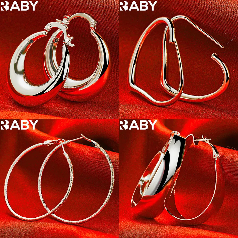 

URBABY 925 Sterling Silver Geometric Hoop Earrings For Women Fashion Jewelry Charm Grace Noble Wedding Accessories