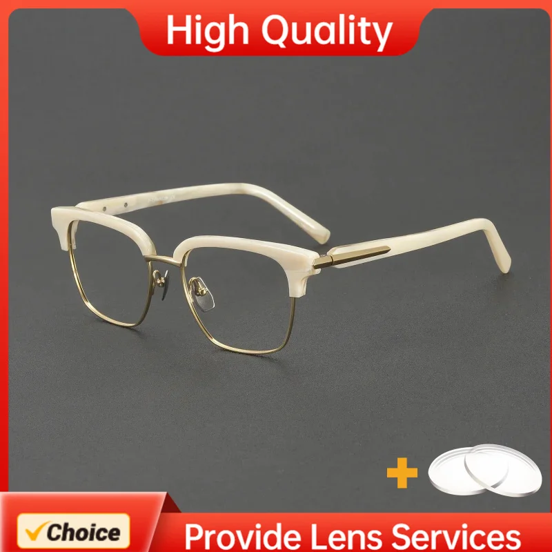 

Swiss Designer Style Chop Titanium Acetate pard Eyebrow Frame for Men Large Square Business Eye Glasses Prescription Lense